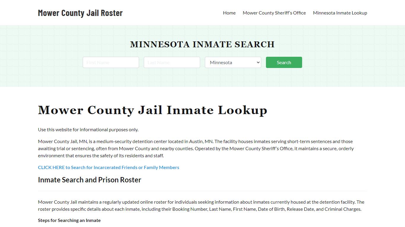 Mower County Jail Roster Lookup, MN, Inmate Search